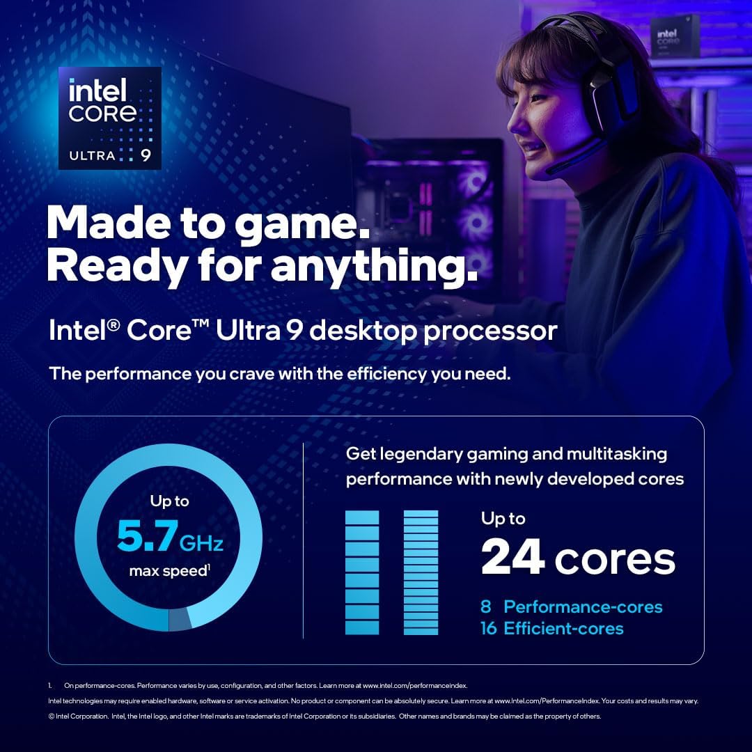 IntelÂ® Coreâ¢ Ultra 9 Processor 285K 24 cores (8 P-cores + 16 E-cores) up to 5.7 GHz