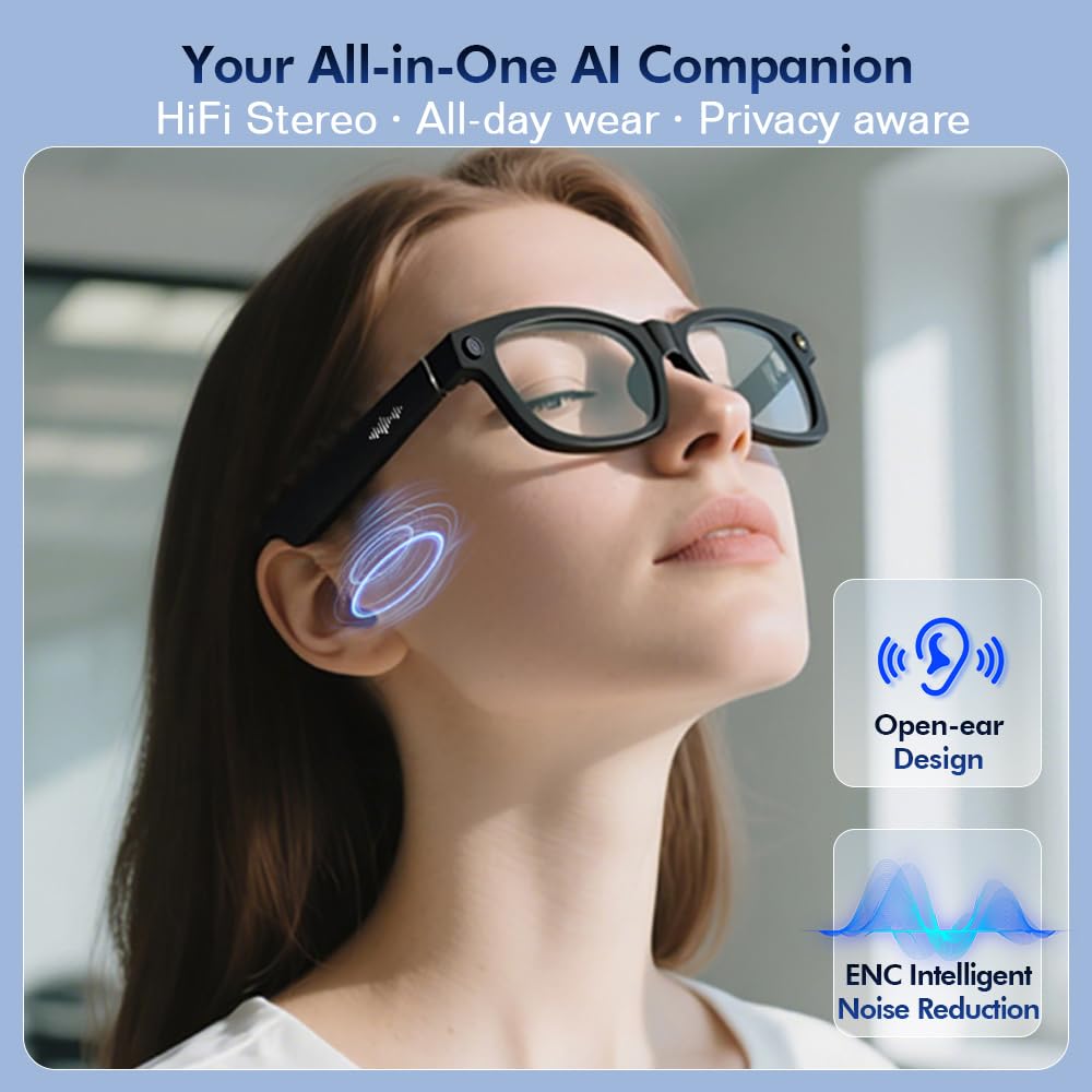 Blackview BV100 AI Smart Glasses - 8MP Camera, Lightweight 45.7g-