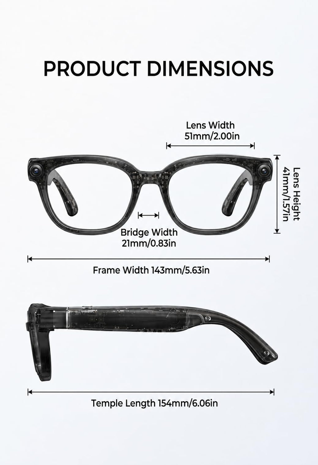 G5 AI Smart Glasses with Camera, 13MP Recording Glasses for Big Heads - XXL
