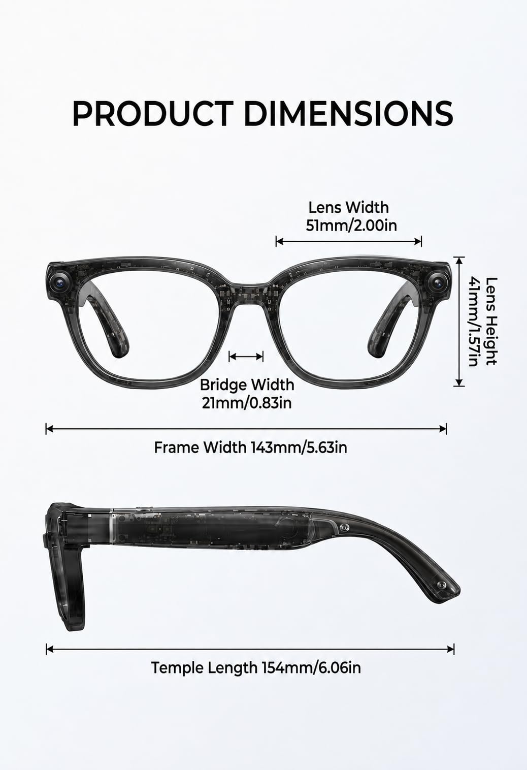 G5 AI Smart Glasses with Camera, 13MP Recording Glasses for Big Heads - XXL