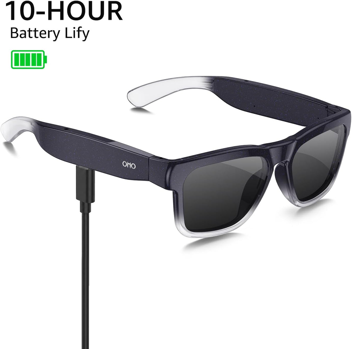 OHO AI Smart Glasses, UV400 Z87+ Audio Open Ear Bluetooth Sunglasses
