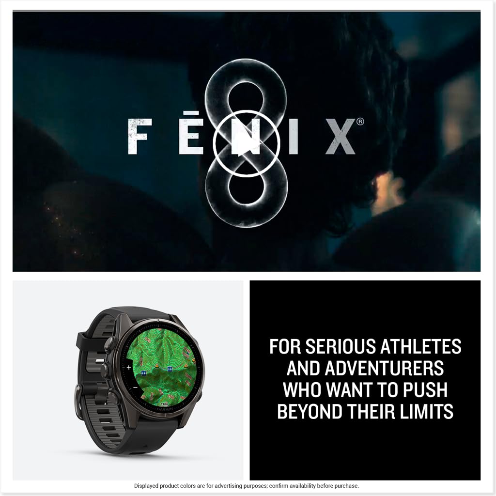 Garmin Fenix 8 Pro, 47mm, AMOLED Display, Premium Multisport GPS Smartwatch, inReach Technology for Emergency Survival, Health Tracking | Titanium/Graphite, Signature Series Modern Power Stand