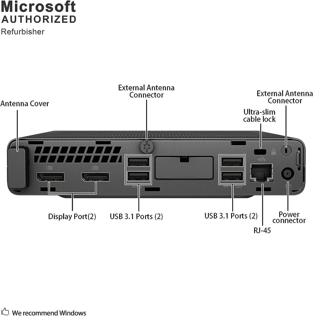 HP EliteDesk 800 G4 Mini Tiny Business PC, Intel Hexa-Core i5-8500T up to 3.5GHz, 16GB DDR4 RAM, 256GB NVMe SSD, Dual Monitor Support, WiFi, Bluetooth, HDMI, DisplayPort, Windows 11 64-bit (Renewed)