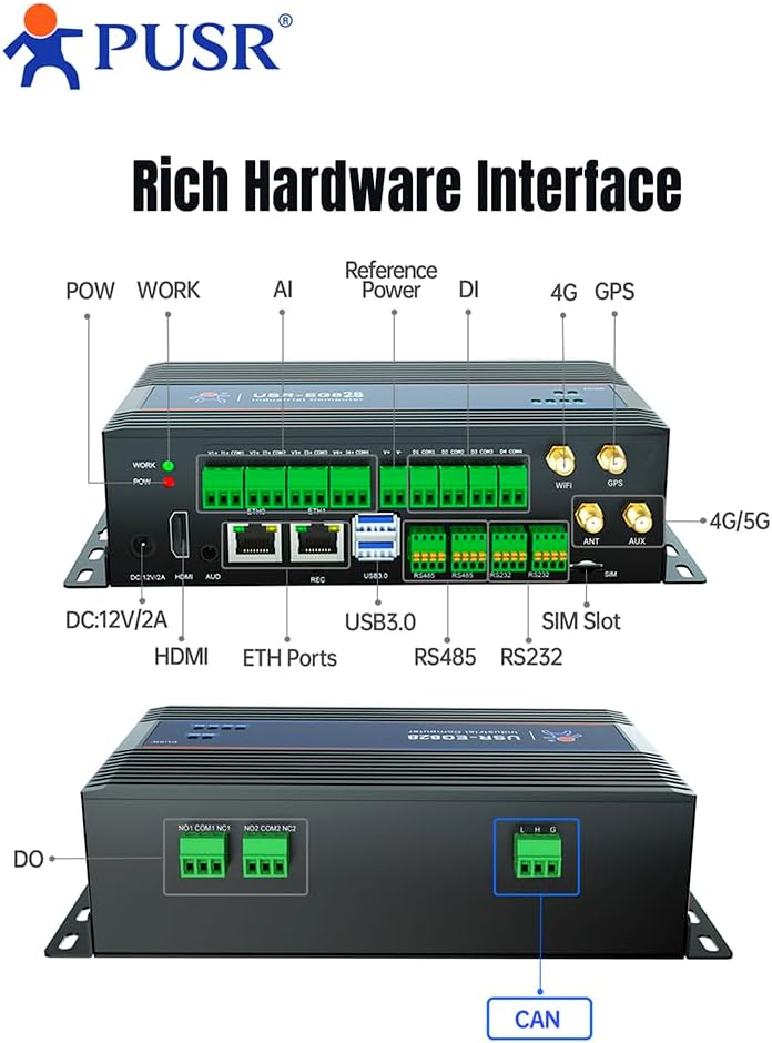 ARM Embedded Industrial Computer with Ethernet WiFi Powerful Processor Linux Open Source and an ARM Architecture Rich Interface Edge Computing Gateway USR-EG828-CEW