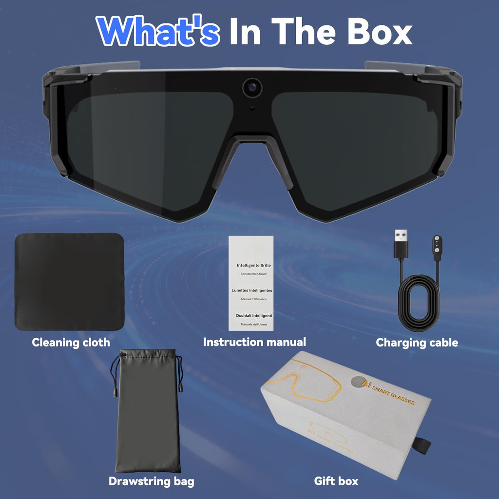 Pro AI Smart Glasses with 32MP Camera for Cycling & Hiking