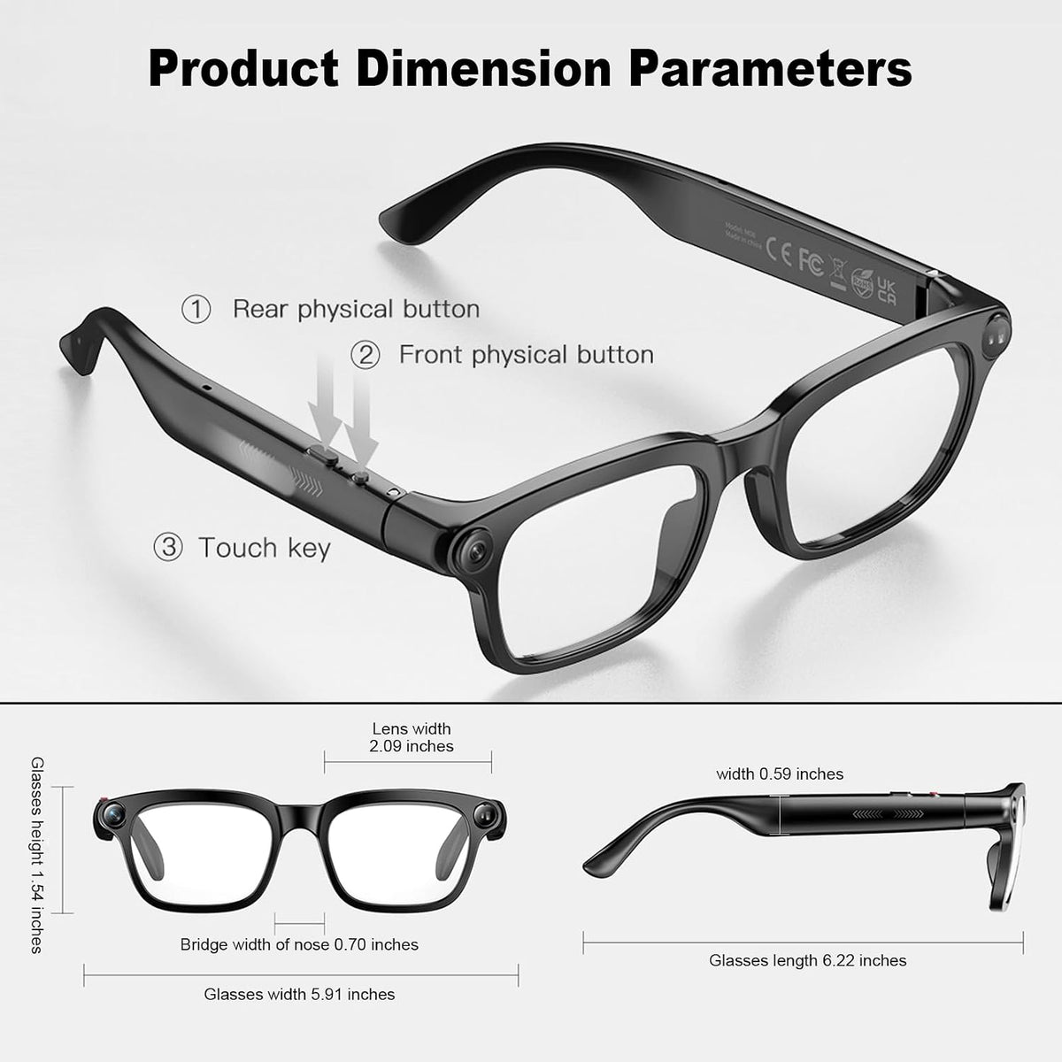 XUV Smart Glasses with Camera, 800W Anti-Shake Camera Glasses & 1080P Video Recording Dual Mic, AI Real-time Translation with 145 languages, 7H Music for Travel, Sports, Outdoor & Hands-Free Daily Use
