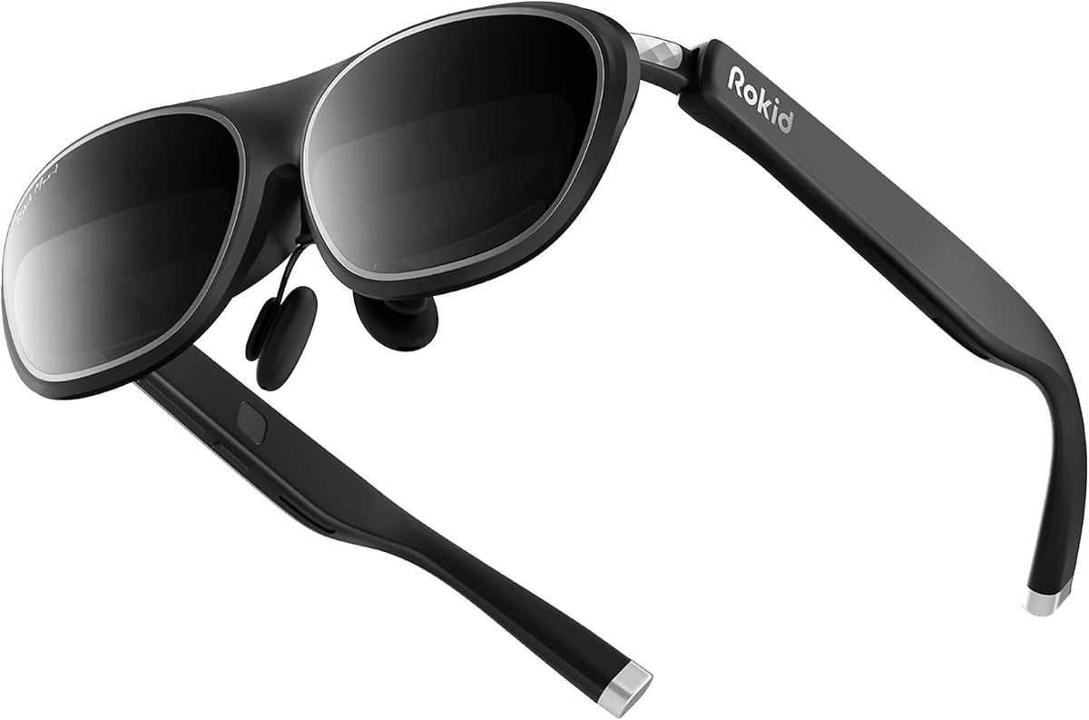 Rokid Max2 Black AR Glasses, 215" Micro-OLED Display, 50Â° FOV, 600 Nits Brightness, Compatible with smart Phones, Windows laptops, Ipad Since 2020