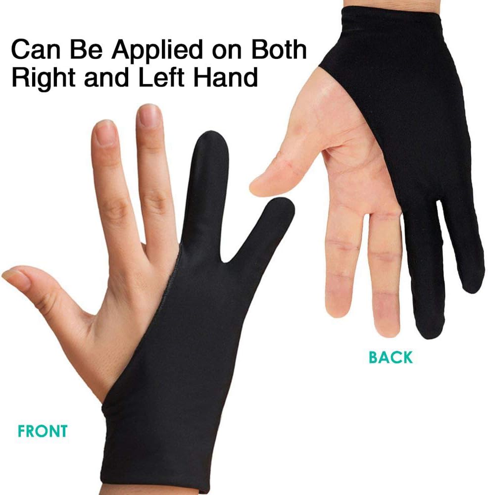 5 Pack Artist Glove for Drawing Tablet, Two-Finger Digital Drawing Gloves