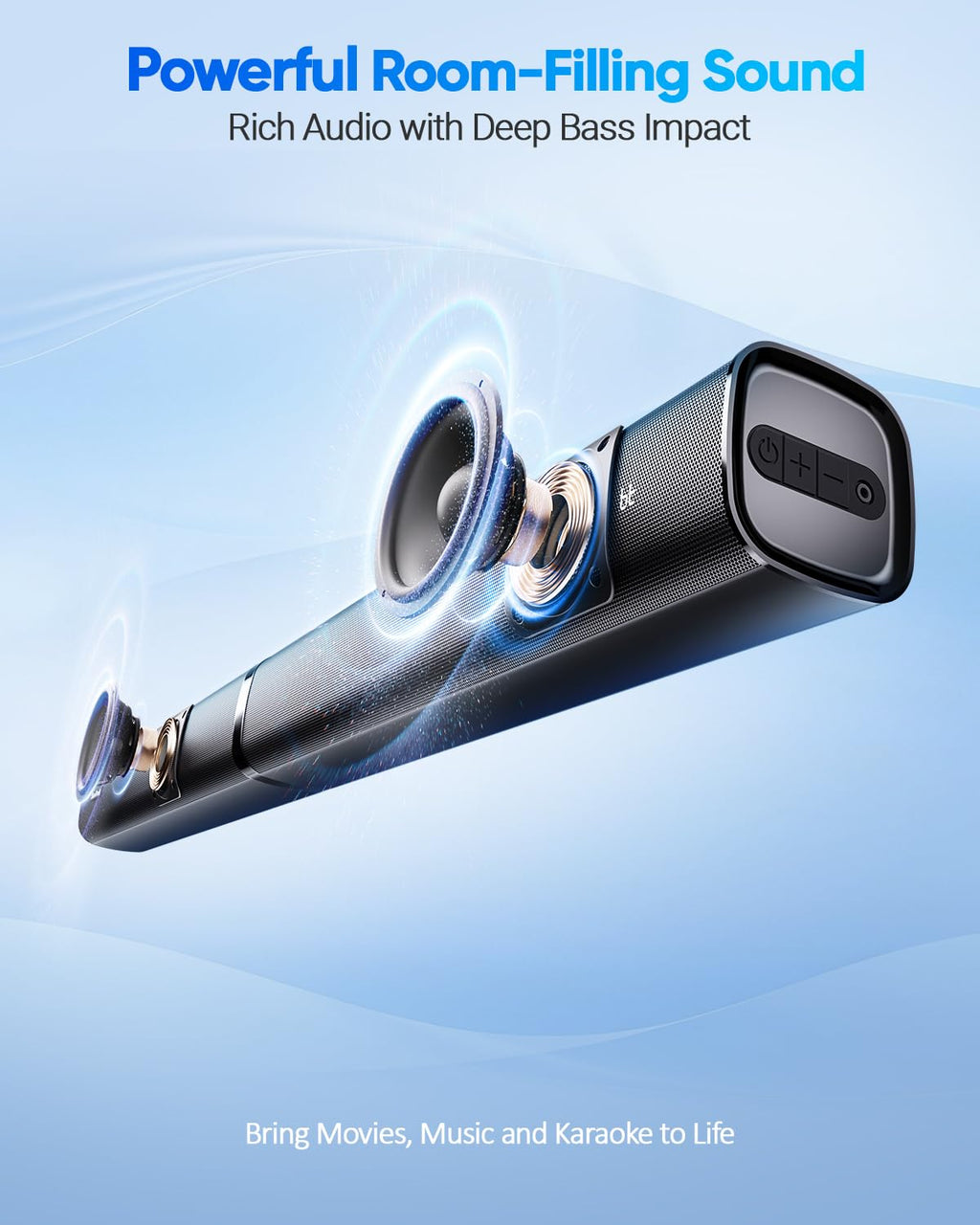 Karaoke Soundbar with Subwoofer for TV and 2 Wireless Microphones