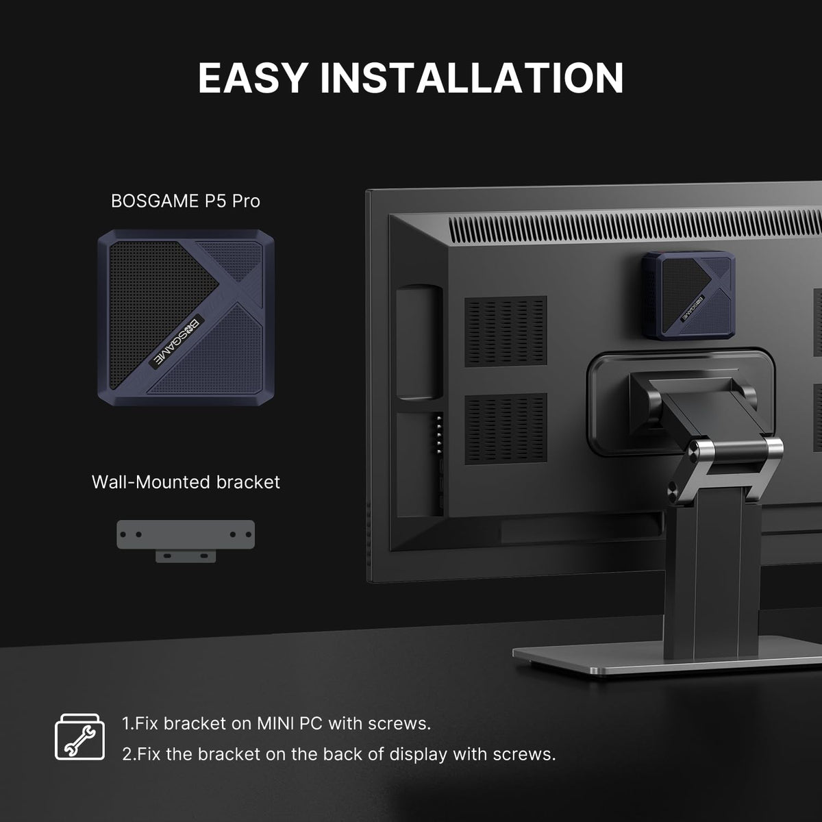 BOSGAME E4 Air Mini PC, AMD Ryzen 5 3500U 8GB DDR4 256GB SATA SSD