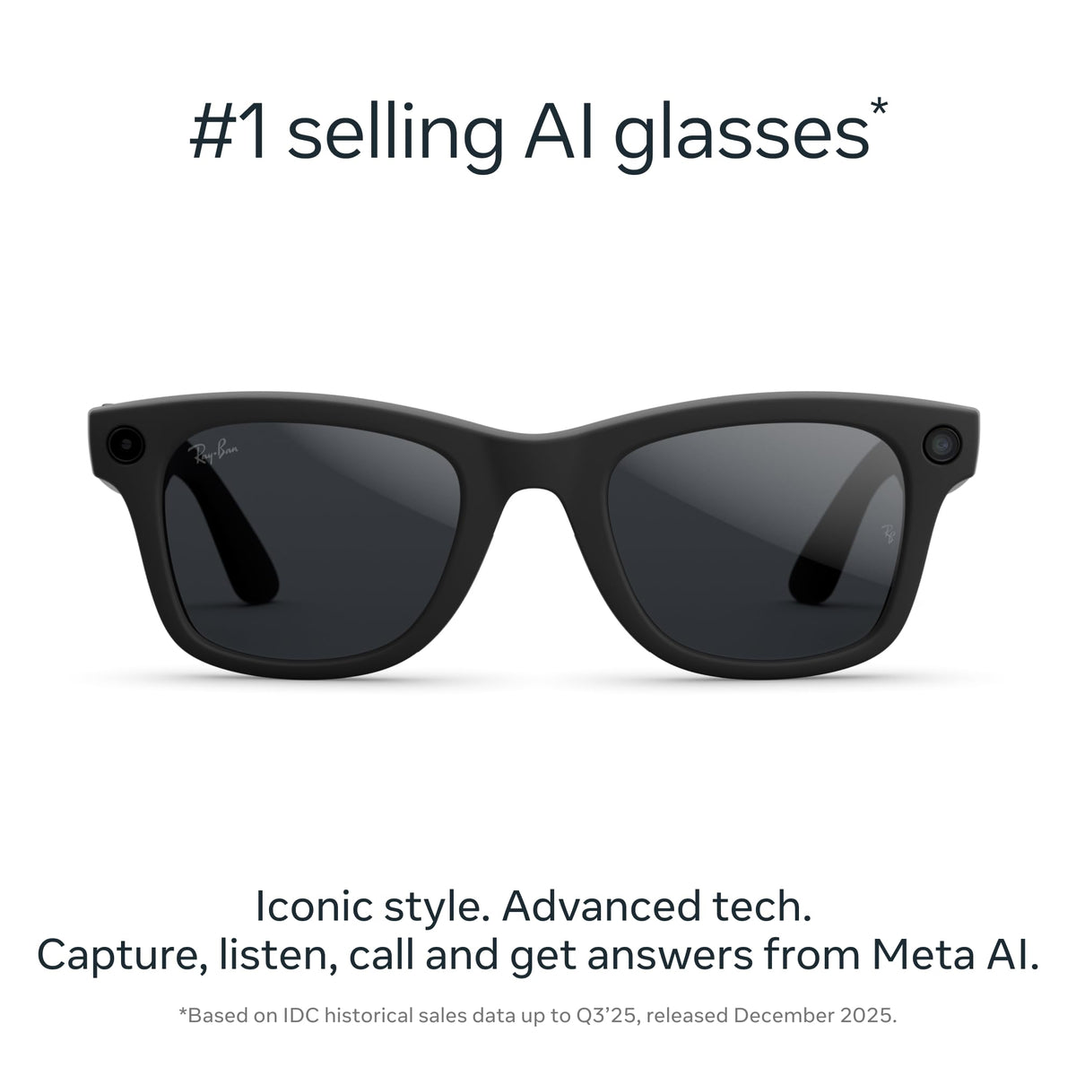 Meta Ray-Ban (Gen 2) Wayfarer Large Smart AI Glasses, Green Lenses