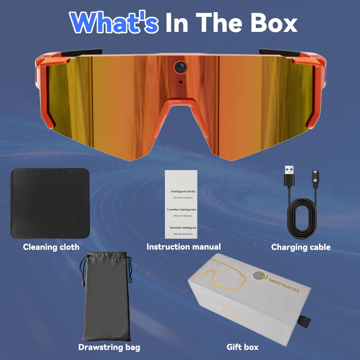 Pro AI Smart Glasses with 32MP Camera for Cycling & Hiking
