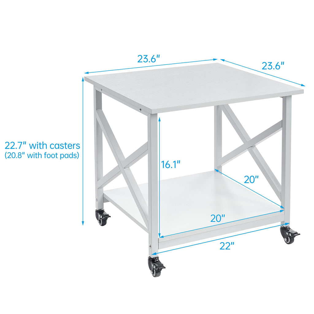 Fannova 2 Tier Large Printer Stand 23.6"x23.6"x22.6" with Storage Shelf