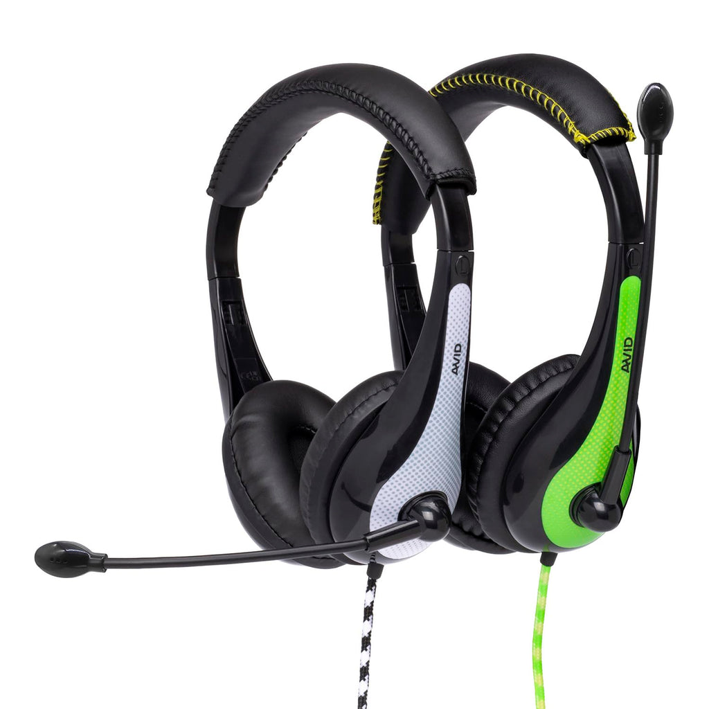 Avid Products AE-36 Headset in Green with Adjustable Boom Microphone for School, Classroom, Education, Testing and Assessment (100 Pack)