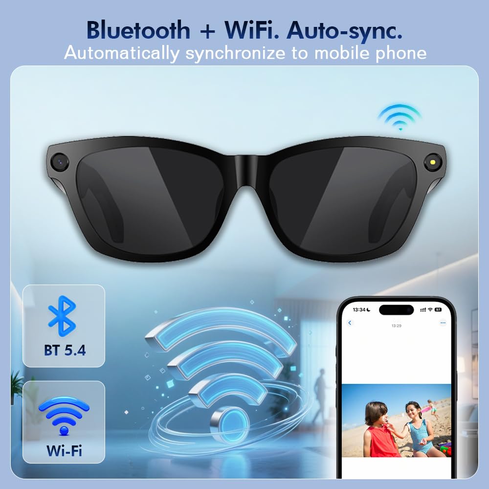 Blackview BV100 AI Smart Glasses - 8MP Camera, Lightweight 45.7g-