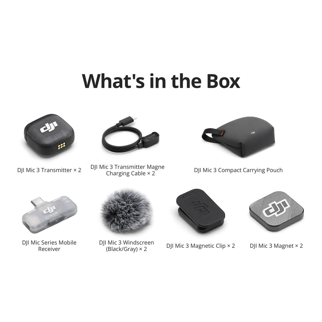 DJI Mic 3 (2 TX + 1 RX + Charging Case), Wireless Microphone