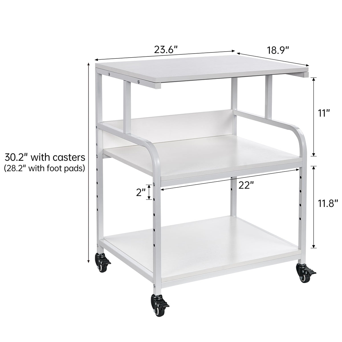 Fannova 23.6"x18.9"x30" Large Printer Stand with Adjustable Storage Shelf