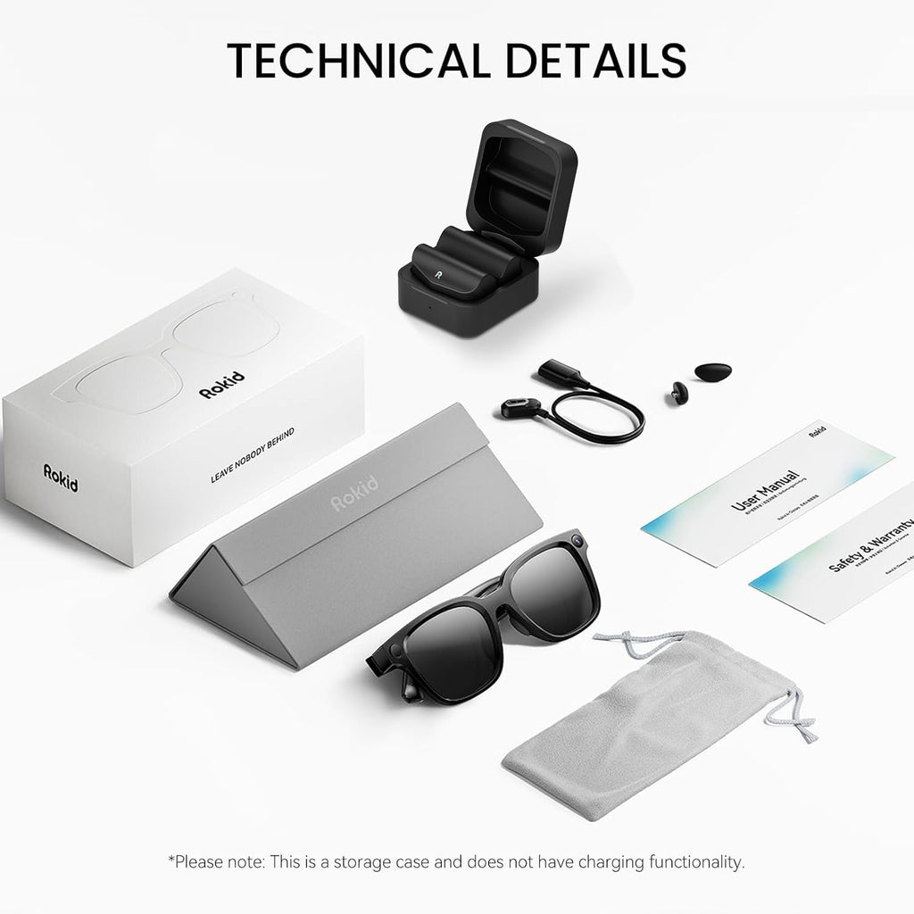 Rokid AI Glasses Style Pack,Smart Audio Glasses with Camera & Power Capsule