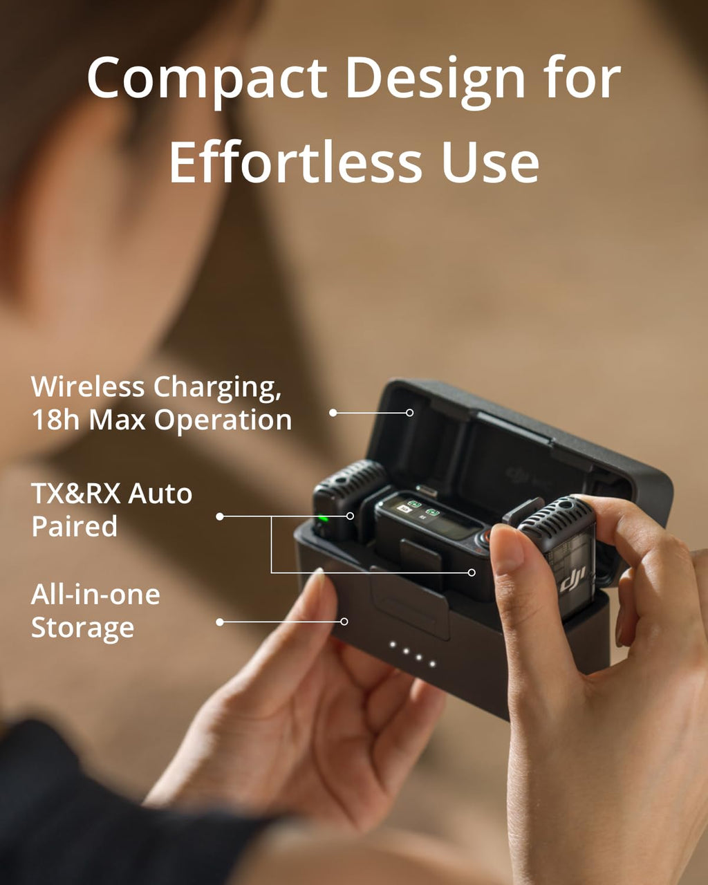 DJI Mic 2 (1 TX + 1 RX), Wireless Mic with Intelligent Noise Cancelling