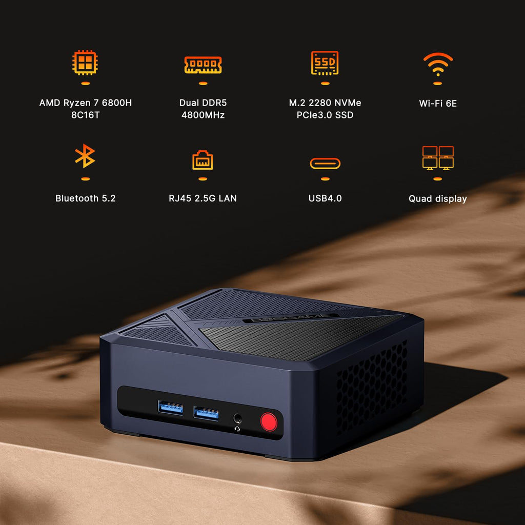 BOSGAME E4 Air Mini PC, AMD Ryzen 5 3500U 8GB DDR4 256GB SATA SSD