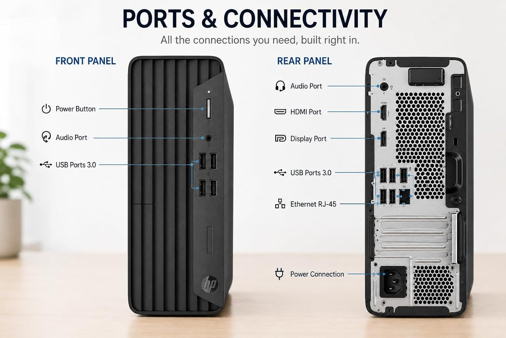 HP ProDesk G7 SFF Desktop Computer, Intel Processor, Dual 4K Display Support| 16GB RAM, 1TB SSD| WiFi| Bluetooth| HDMI, USB, RJ-45| Windows 11 Pro| Wired Keyboard & Mouse| Business & Personal Use