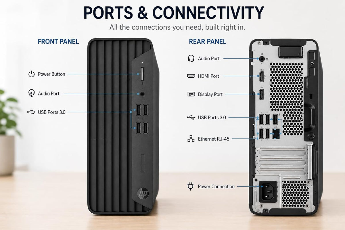 HP ProDesk G7 SFF Desktop Computer, Intel Processor, Dual 4K Display Support| 16GB RAM, 1TB SSD| WiFi| Bluetooth| HDMI, USB, RJ-45| Windows 11 Pro| Wired Keyboard & Mouse| Business & Personal Use