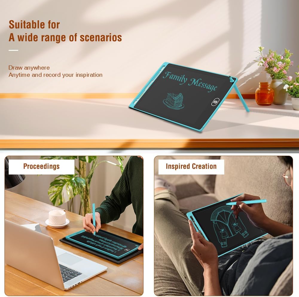 [2 Pack] TIQUS 8.5 Inch LCD Writing Tablet Pad,Check List Memorandum to Do List for Using at Home Office Kitchen,Use for Deaf and Mute Communication [Light Blue]