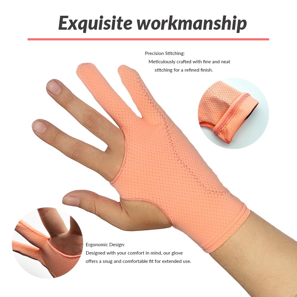 Breathable Drawing Glove, Digital Art Glove for Graphic Tablet, 3-Layer Palm Rejection for Graphic Tablet, Artist Gloves with Two Fingers for iPad(Black,S)