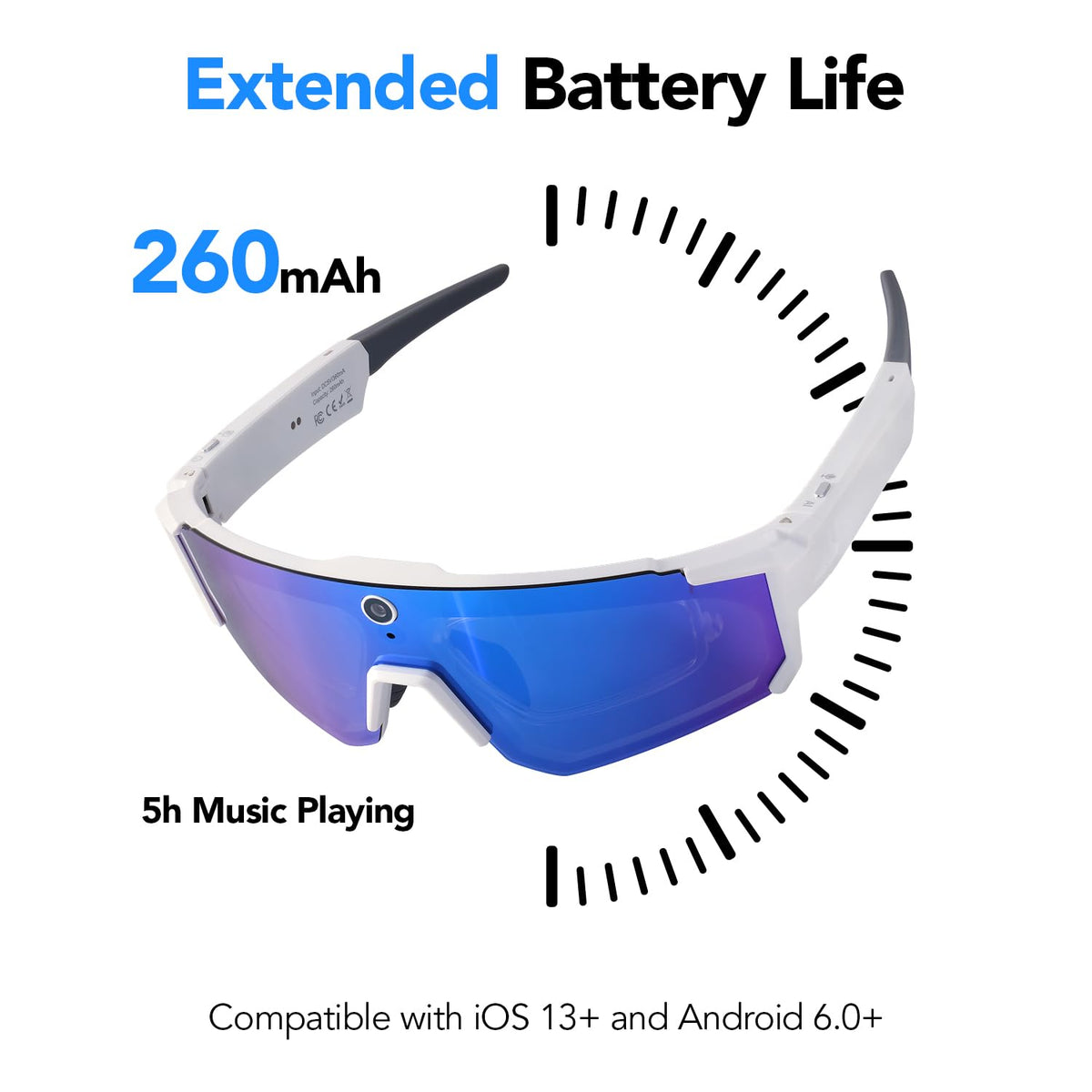 Sporty AI Bluetooth Smart Glasses with Camera for Cycling & Hiking Unisex