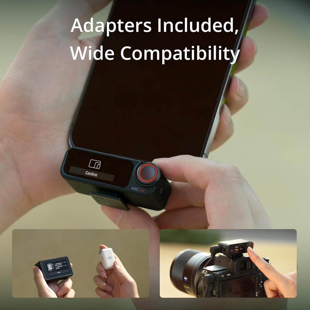 DJI Mic 2 (1 TX + 1 RX), Wireless Mic with Intelligent Noise Cancelling