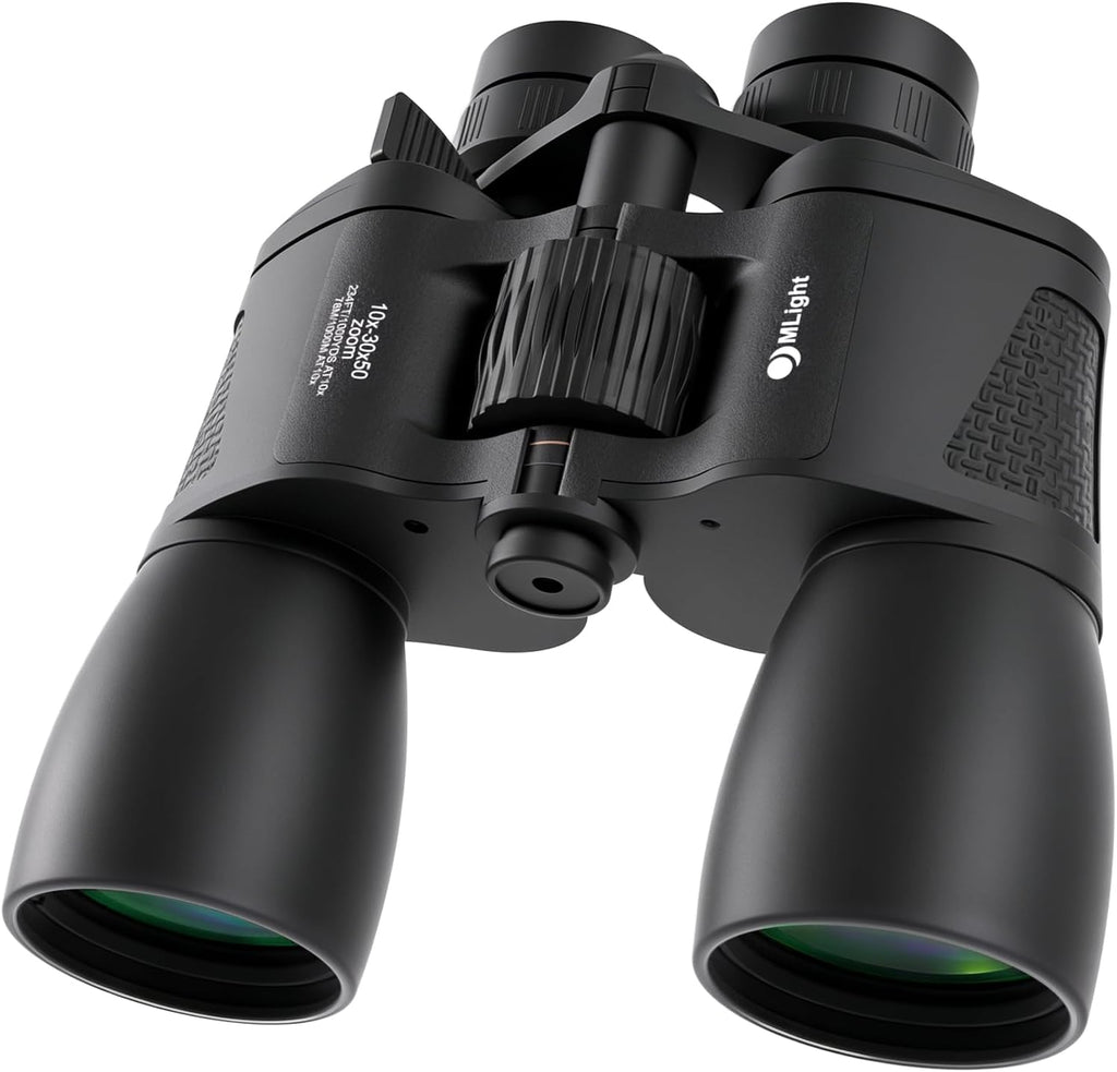 MLight 10-30X50 Zoom Binoculars for Adults, High Powered Military Binoculars for Bird Watching, Hunting, Outdoor, Hiking, Concerts Large View, Waterproof, BK7 Prism, FMC Lens, Low Light Night Vision