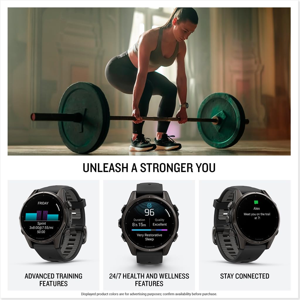 Garmin Fenix 8 Pro, 47mm, AMOLED Display, Premium Multisport GPS Smartwatch, inReach Technology for Emergency Survival, Health Tracking | Titanium/Graphite, Signature Series Modern Power Stand