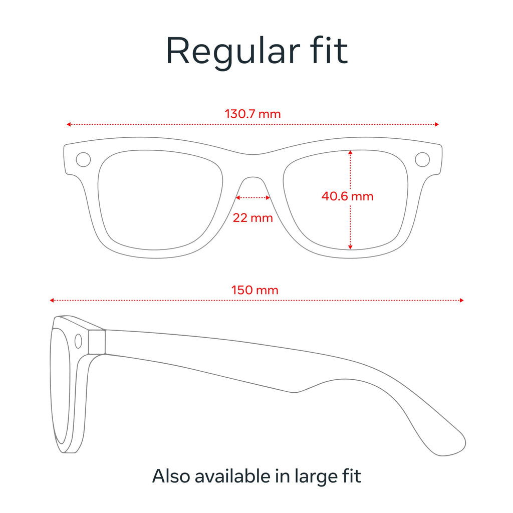 Ray-Ban Meta (Gen 1), Wayfarer, Large Matte Black | Smart AI Glasses for Men, Women â 12 MP Camera, Open-Ear Speakers, Video Recording, Bluetooth â TransitionsÂ® Clear Lenses â Wearable Technology
