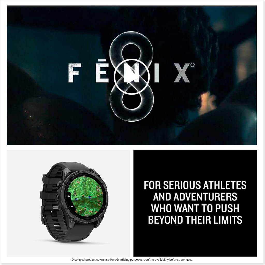 Garmin Fenix 8 Pro, 47mm, AMOLED Display, Premium Multisport GPS Smartwatch, inReach Technology for Emergency Survival, Health Tracking | Titanium/Graphite, Signature Series Modern Power Stand