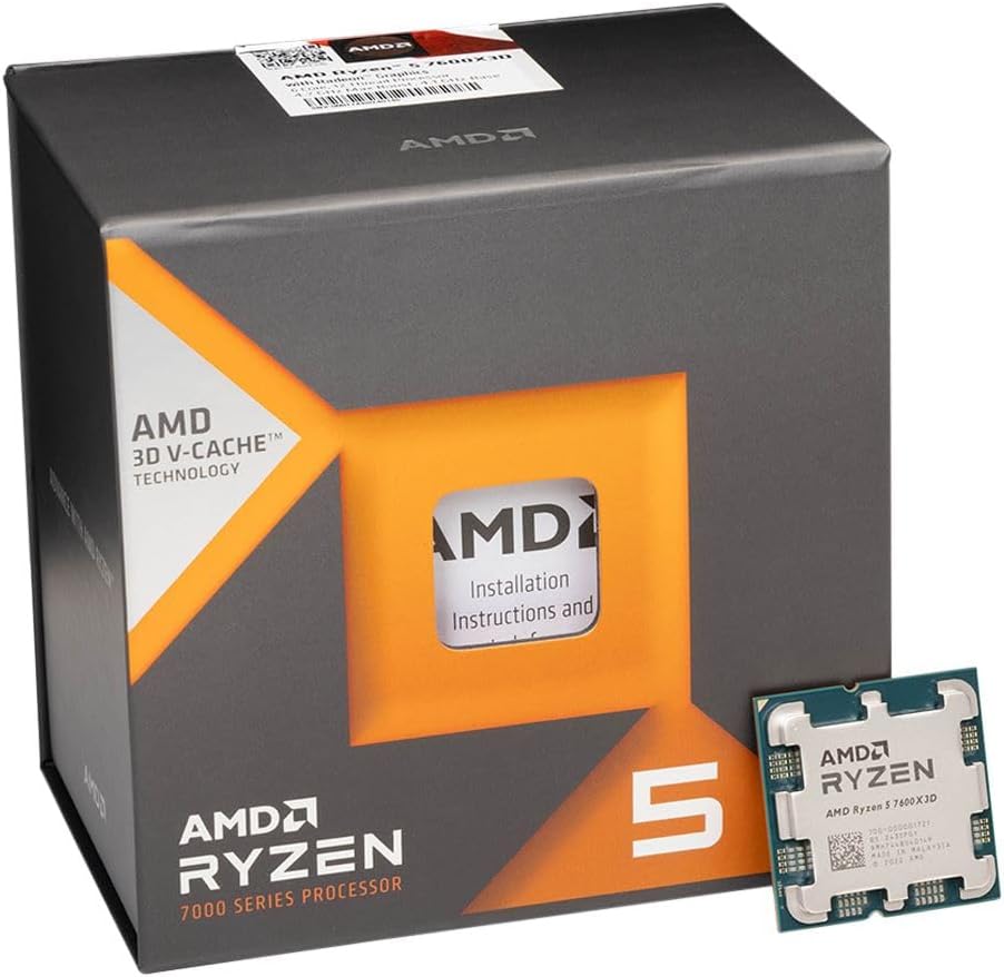 AMD RYZEN 5 7600X3D Raphael AM5 4.1GHZ 6-CORE Boxed Processor - HEATSINK NOT Included