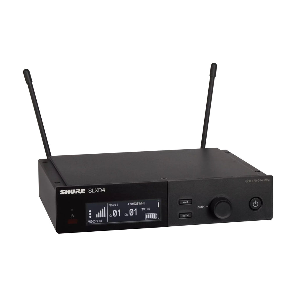 Shure SLXD14/UL4B Digital Wireless Microphone System - Includes SLXD1 Bodypack Transmitter, UL4B UniPlex Cardioid Lavalier Mic, and SLXD4 Receiver with 19" Rack Mount Kit | H55 Band (SLXD14/UL4B-H55)