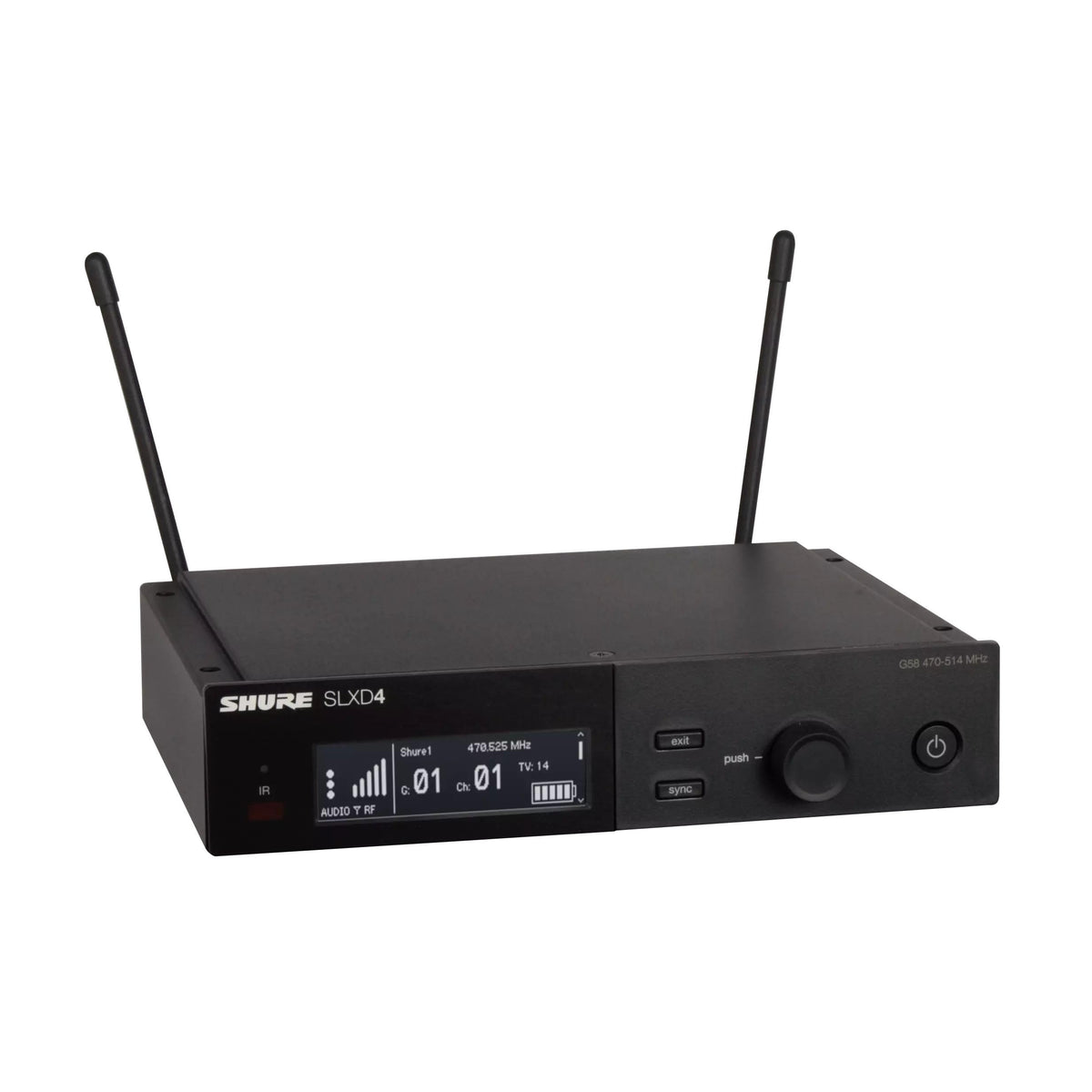 Shure SLXD14/UL4B Digital Wireless Microphone System - Includes SLXD1 Bodypack Transmitter, UL4B UniPlex Cardioid Lavalier Mic, and SLXD4 Receiver with 19" Rack Mount Kit | H55 Band (SLXD14/UL4B-H55)