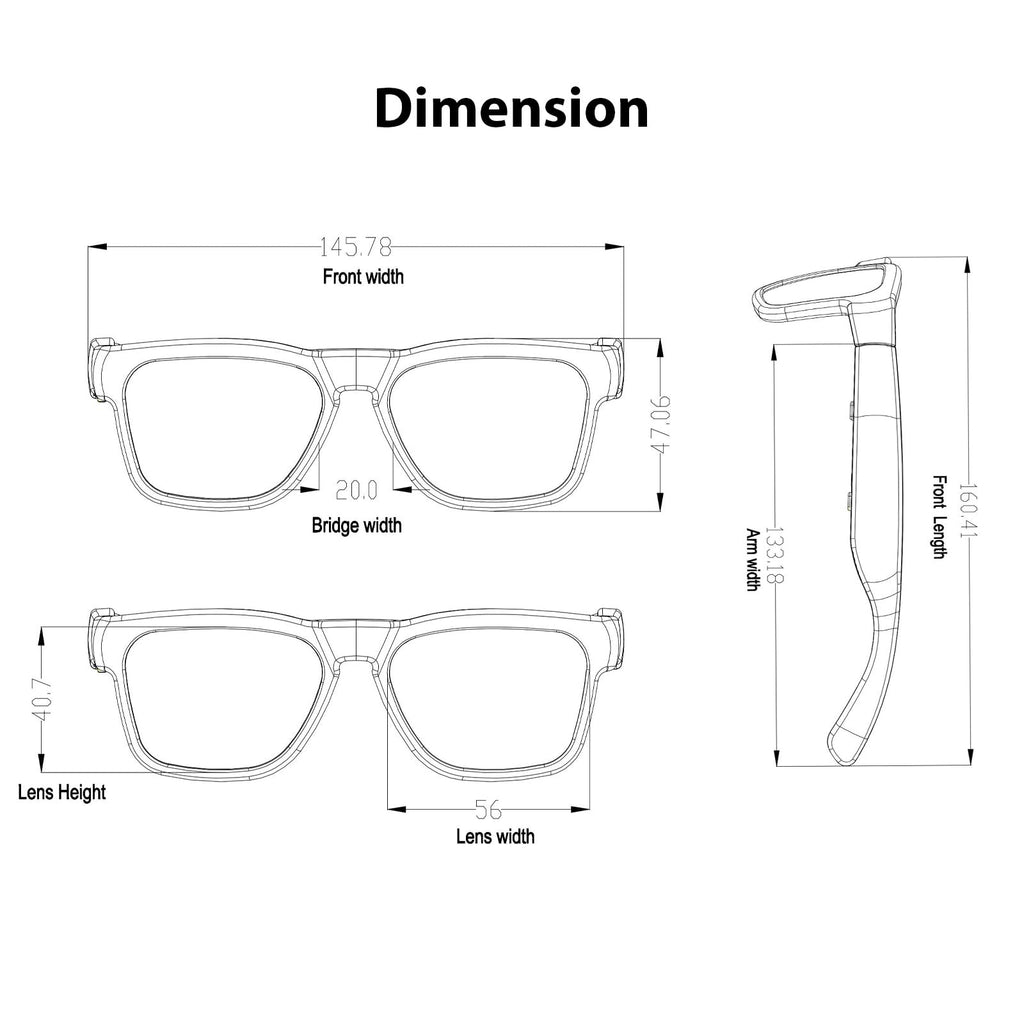 OHO AI Smart Glasses, UV400 Z87+ Audio Open Ear Bluetooth Sunglasses
