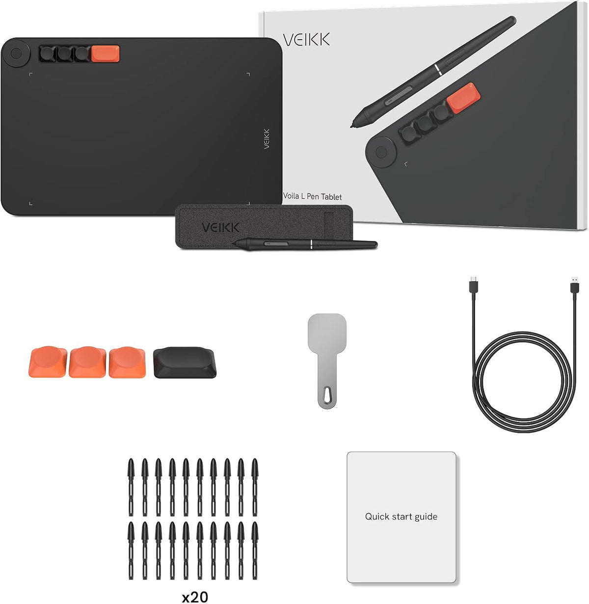 VEIKK Drawing Tablet Voila L 10X6 inch,Upgrade 16384 Levels Pen Pressure