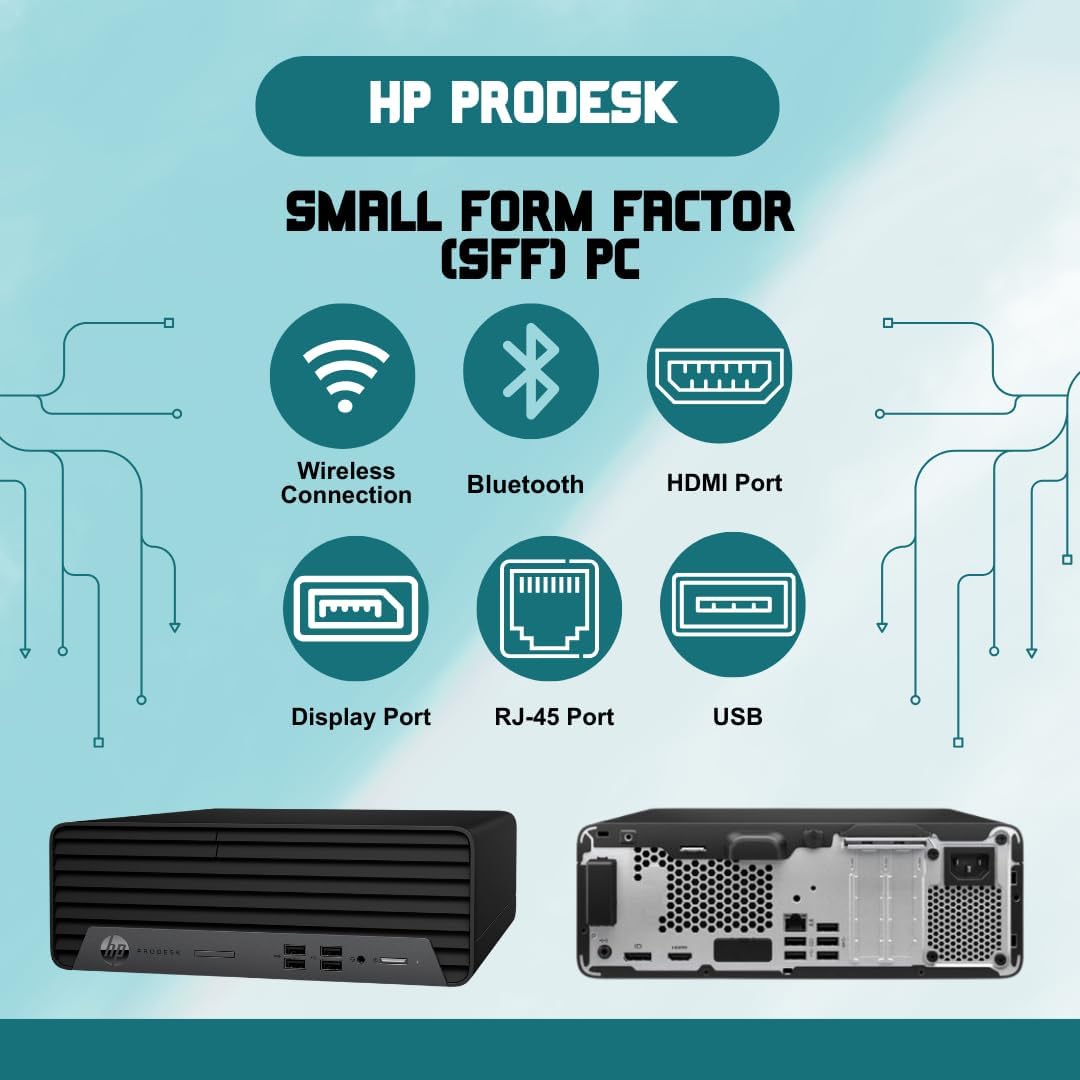HP ProDesk G7 SFF Desktop Computer, Intel Processor, Dual 4K Display Support| 16GB RAM, 1TB SSD| WiFi| Bluetooth| HDMI, USB, RJ-45| Windows 11 Pro| Wired Keyboard & Mouse| Business & Personal Use