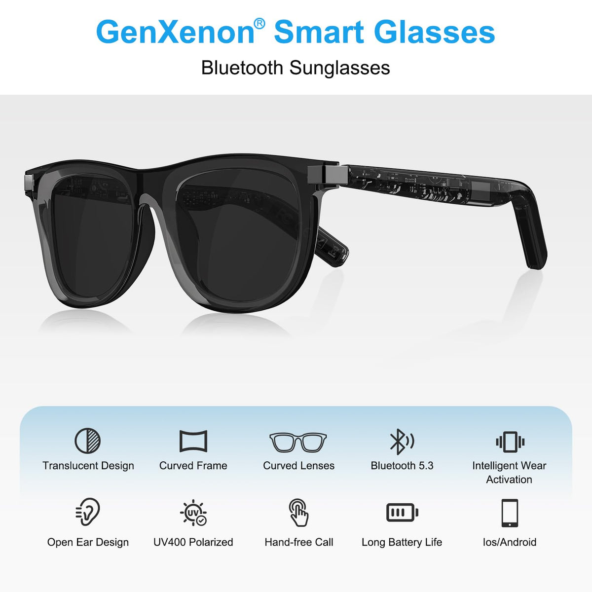 AI Camera Smart Glasses, 4K Video Sunglasses with 3600mAh Charging Case