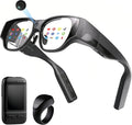 AR Smart Glasses, 150" 1080P Micro-OLED Display, 16MP Camera, 3DoF Ring Control, Android 14, 8G+128G, 36Â° FOV, Light Waveguide Lens for Streaming & Office AR Smart Glasses