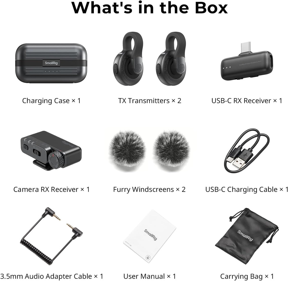 SmallRig S70 Wireless Mic (2 TX + 2 RX + Charging Case) - Black