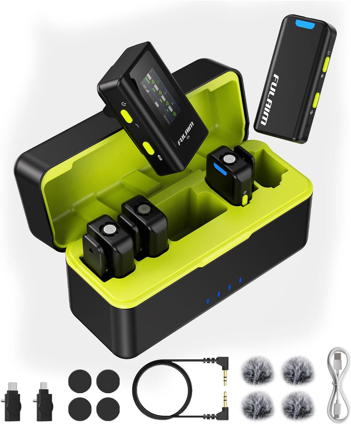 FULAIM X6 Pro Wireless Lavalier Microphones with 4 Transmitter