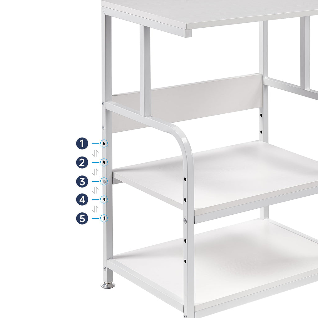 Fannova 3 Tier Gray Printer Stand with Height Adjustable Storage Shelf