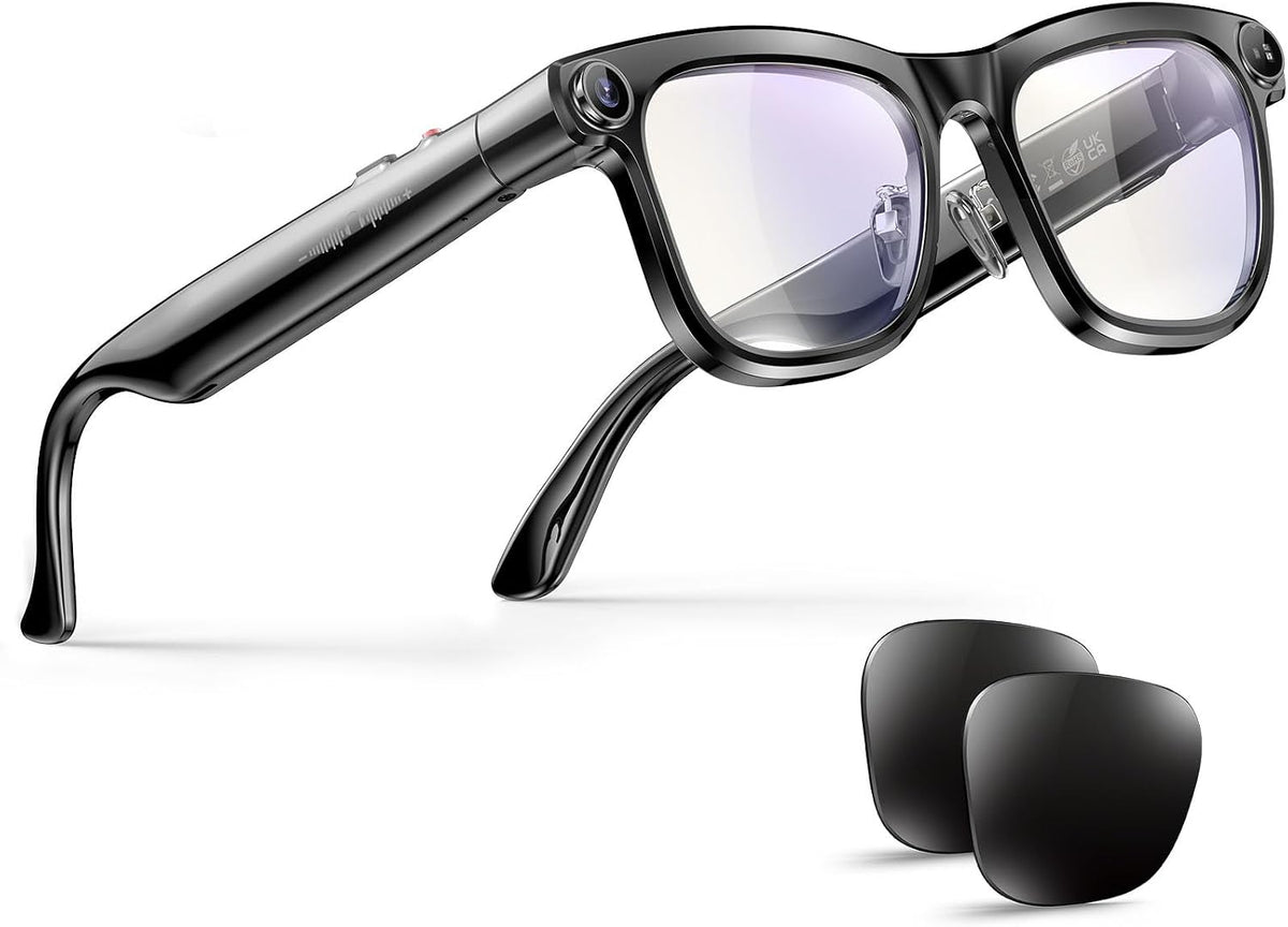 AI Smart Glasses with Camera & Voice Assistant,8MP 1080P HD Video