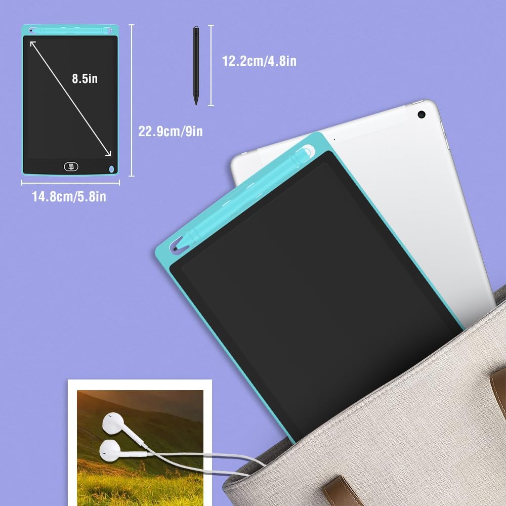 [2 Pack] TIQUS 8.5 Inch LCD Writing Tablet Pad,Check List Memorandum to Do List for Using at Home Office Kitchen,Use for Deaf and Mute Communication [Light Blue]