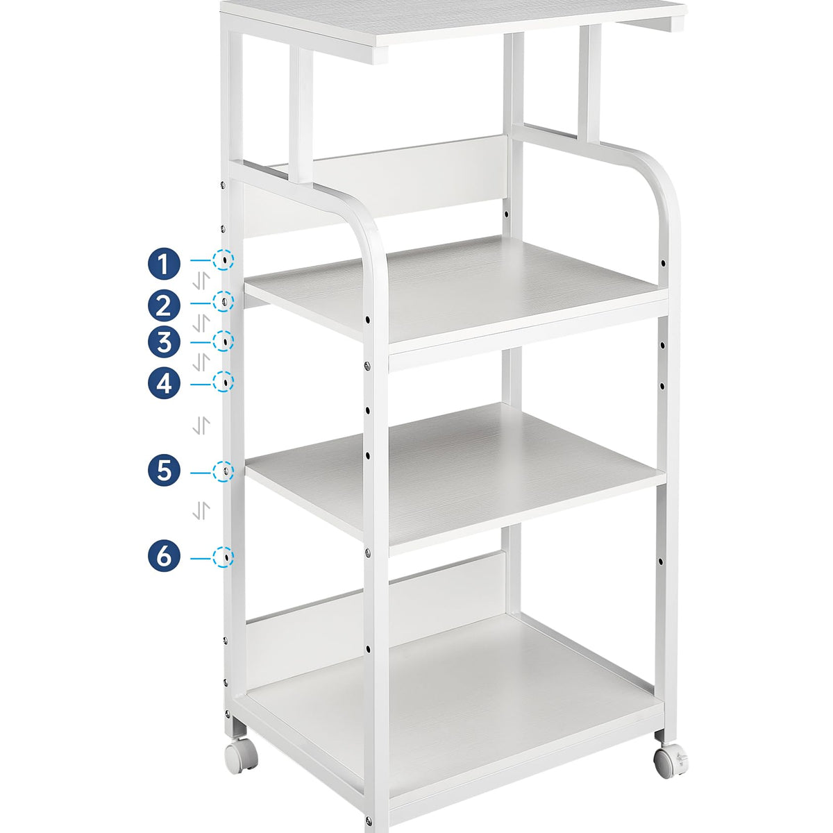 Fannova 4-Tier Printer Stand with Adjustable Storage Shelf, Large Tall Printer Table with Wheels for Home Office Small Spaces Organization, Rustic Brown