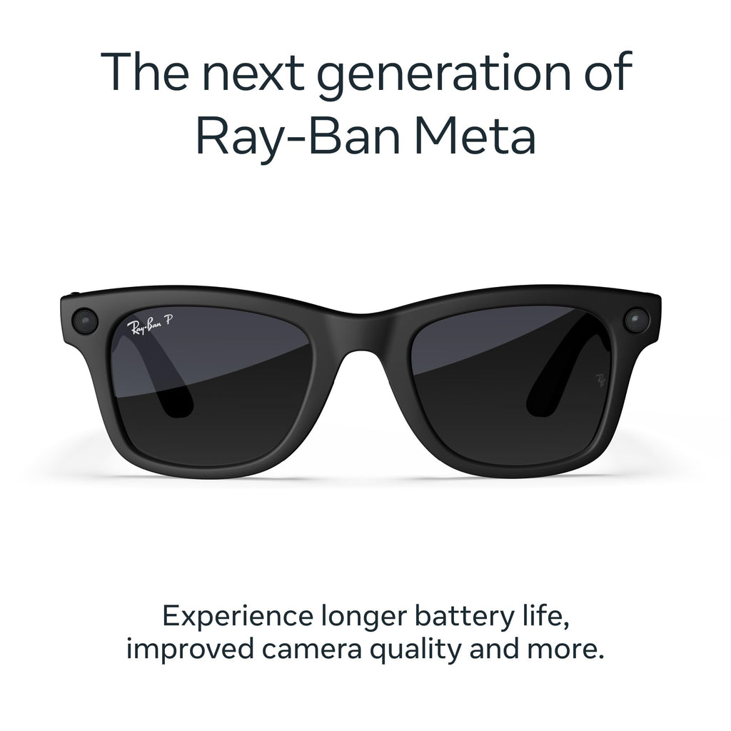 Meta Ray-Ban (Gen 2) Wayfarer Large Smart AI Glasses, Green Lenses