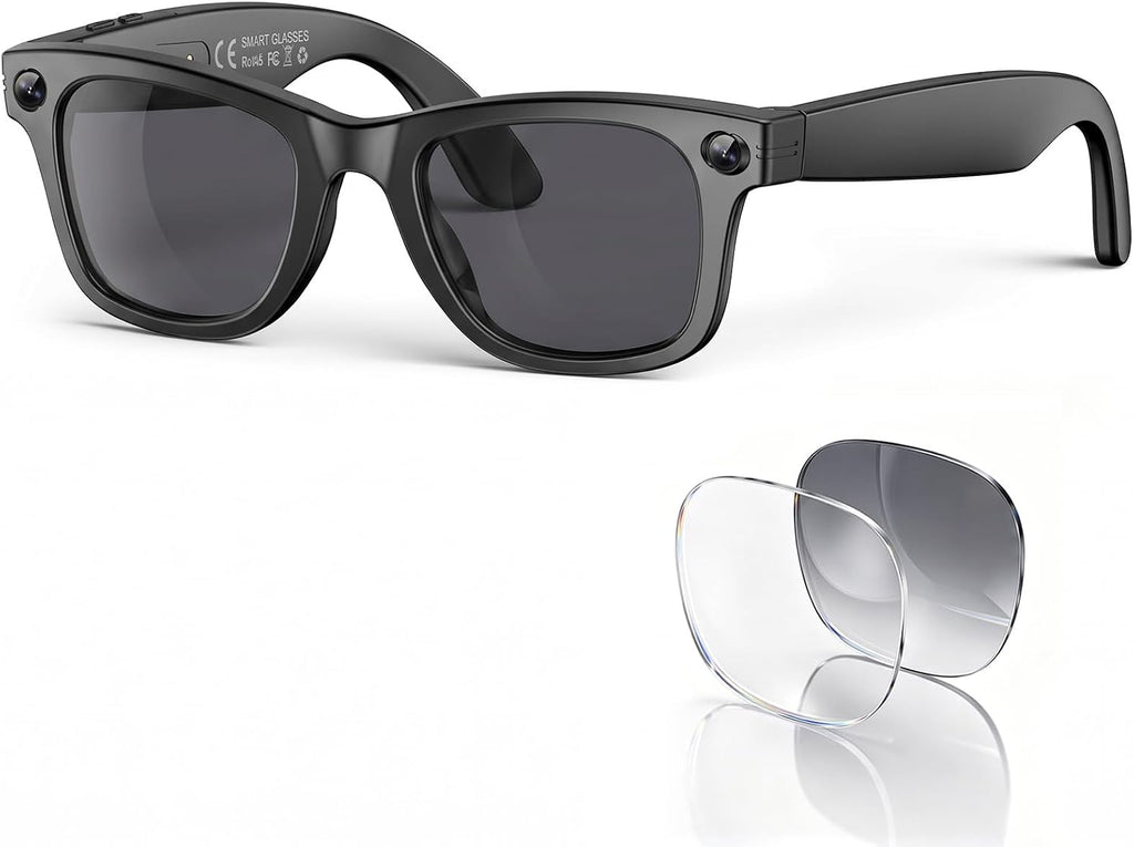 2026 AI Smart Glasses for Men Women,4K HD Video & Photo Capture,Real-Time Translation,Recording Glasses with AI Assistant,Open-Ear Audio,Object Recognition Glasses (Sunglasses Lens+Photochromic Lens)